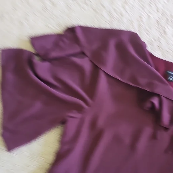 Ann Taylor Red Ruffled Tie Front Blouse - Picture 4 of 8